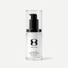 Clear bottle with black pump and 'One Skin' label on a light beige background