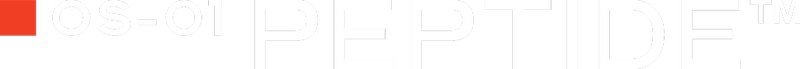 OS-01 Peptide logo featuring a solid orange square on the left, followed by the text 'OS-01' in white and 'PEPTIDE' in bold white letters, with a small trademark symbol.