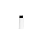 White bottle with black cap on a white background
