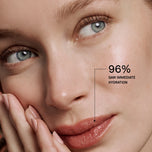 Close-up of a person's face with a focus on the lips, showing immediate hydration with text overlay.