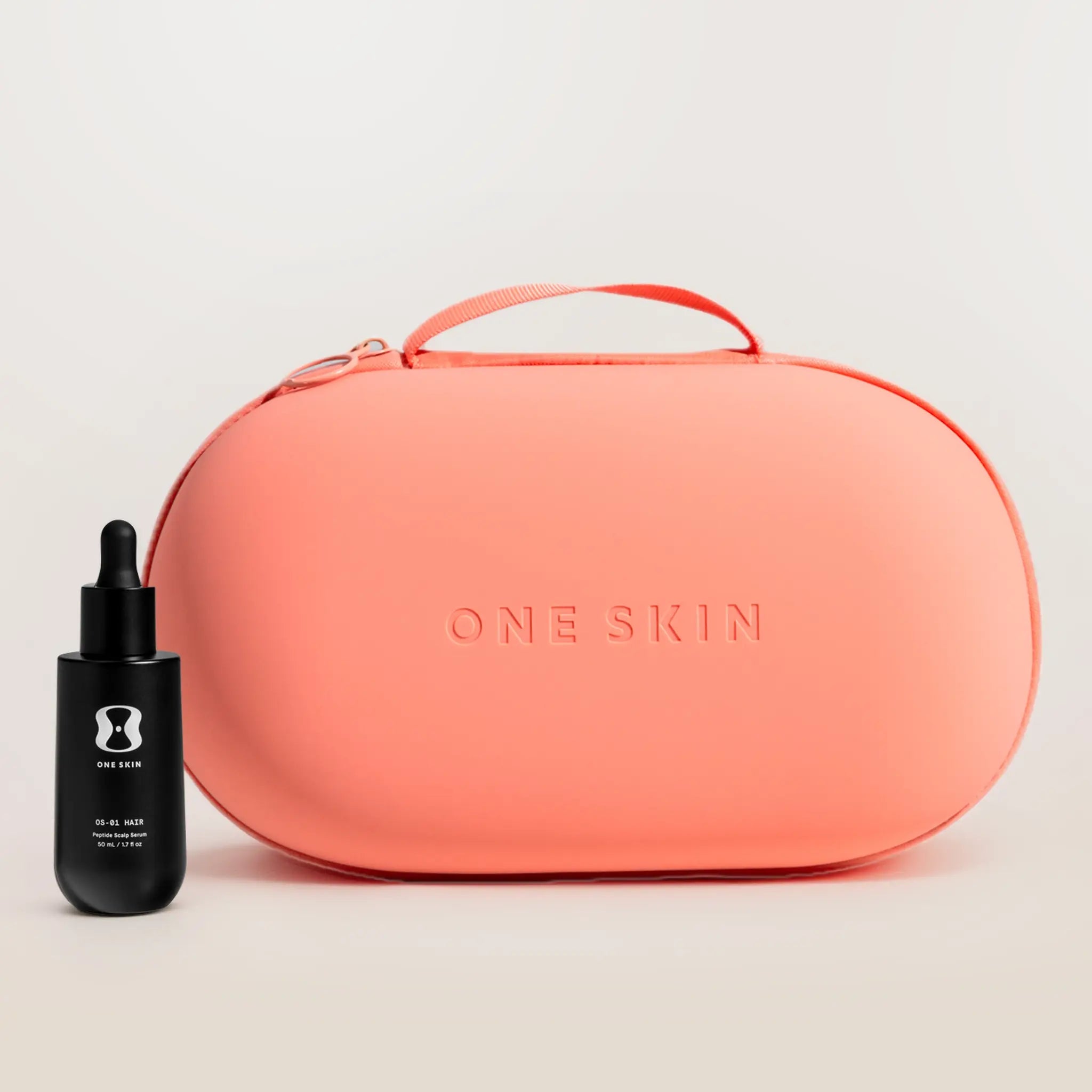 OneSkin Travel Bag, Coral + OS-01 HAIR