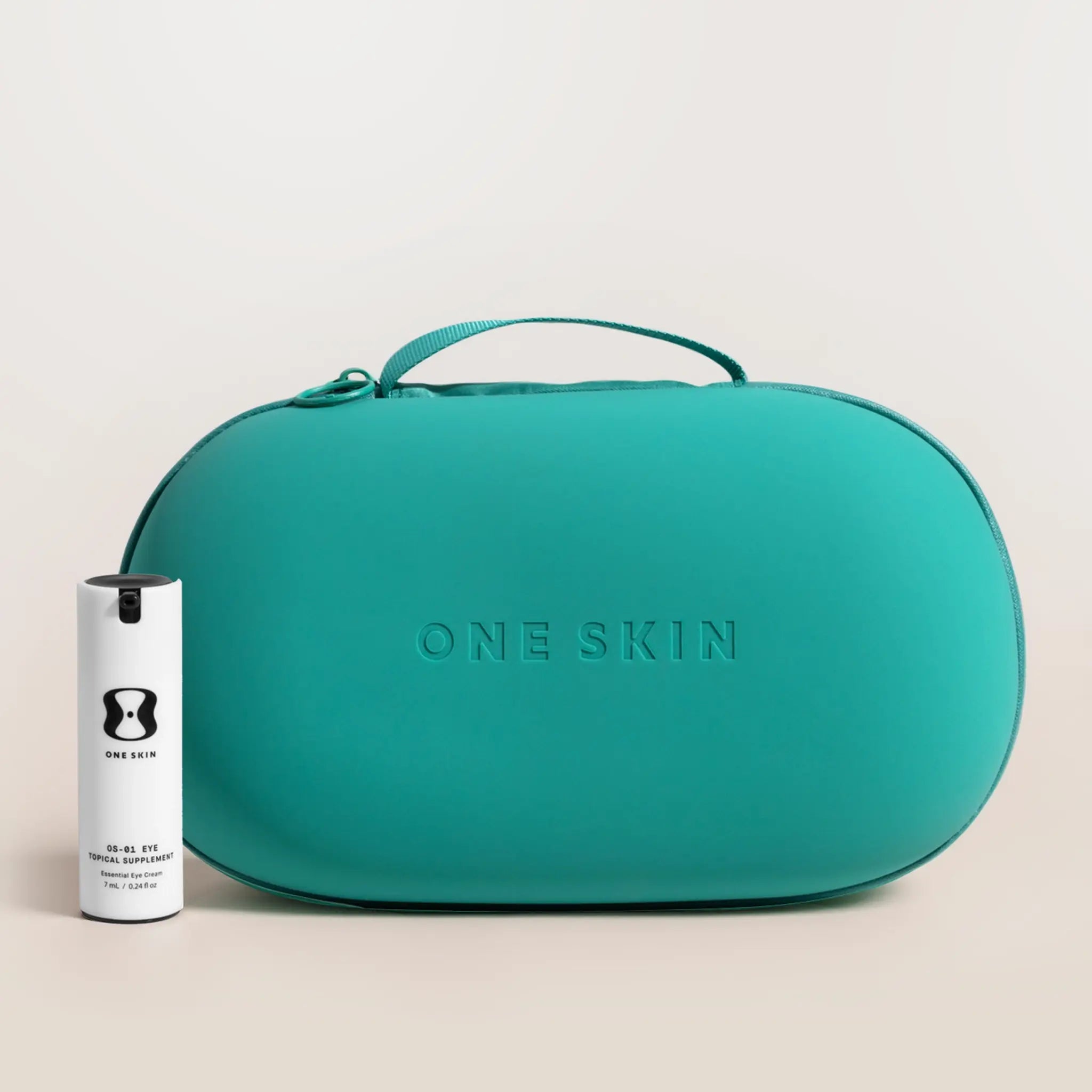 OneSkin Travel Bag, Teal + EYE Travel Size